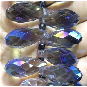 Chinese crystal glass bead, faceted teardrop, approx 12x25mm, 100pcs per st