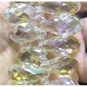Chinese crystal glass bead, faceted teardrop, approx 10x18mm, 100pcs per st