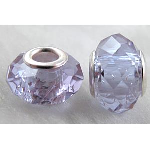 crystal glass beads, faceted rondelle, lavender, approx 14mm dia, 8mm thin, hole: 4.7mm