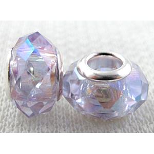 crystal glass beads, faceted rondelle, lavender AB-Color, approx 14mm dia, 8mm thin, hole: 4.7mm