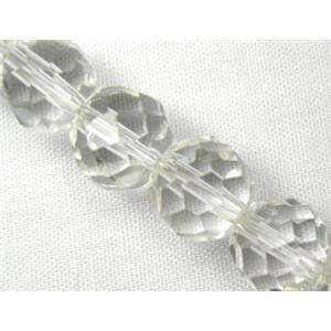 faceted round Glass Beads, clear, 6mm dia, 52pcs per st