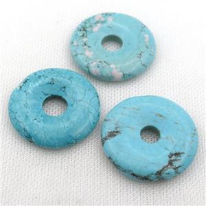 Magnesite Turquoise donut pendant, approx 40mm dia