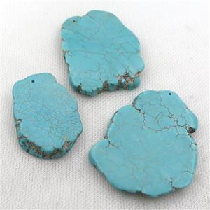 Magnesite Turquoise slice pendant, freeform, approx 30-60mm