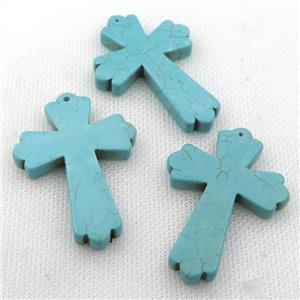 Magnesite Turquoise cross pendant, approx 37-52mm