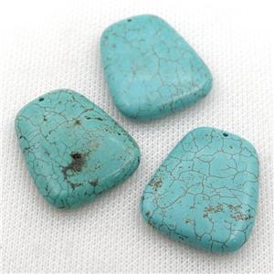 Magnesite Turquoise trapeziform pendant, approx 20mm, 28-33mm