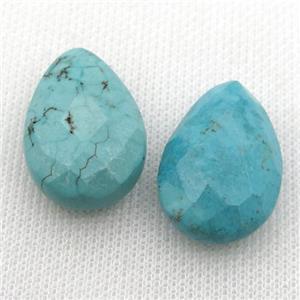 Magnesite Turquoise pendant faceted teardrop, approx 30-30mm