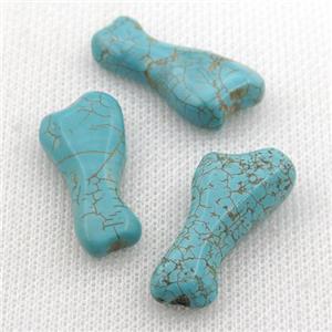 Magnesite Turquoise charm, dogbone, nohole, approx 8-31mm