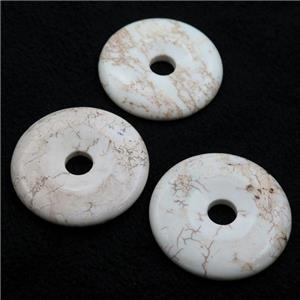 natural white Magnesite Turquoise donut pendant, approx 50mm dia