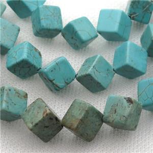 Magnesite Turquoise cube beads, approx 10mm