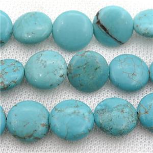 Magnesite Turquoise beads, coin round, approx 14mm