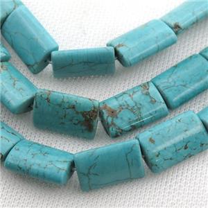 Magnesite Turquoise beads, flat tube, approx 13x18mm