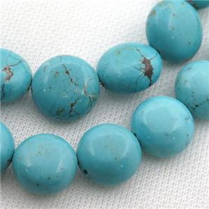 Magnesite Turquoise beads, button coin, approx 18mm, 9mm thickness