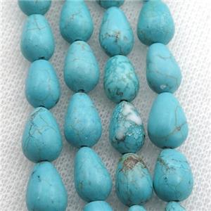 Magnesite Turquoise beads teardrop, approx 8-10mm