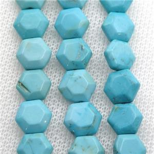 Magnesite Turquoise beads hexagon, approx 9mm