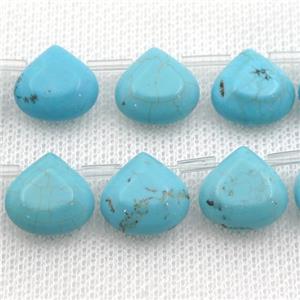 Magnesite Turquoise beads, teardrop, topdrilled, approx 13mm