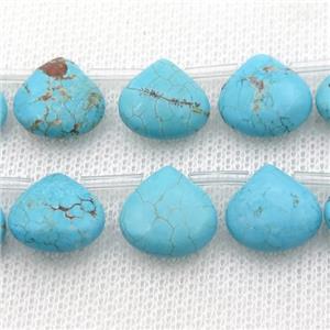 Magnesite Turquoise teardrop beads, topdrilled, approx 13mm