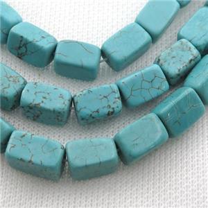 Magnesite Turquoise cuboid beads, approx 12-22mm