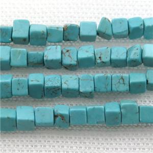 Magnesite Turquoise beads, cuboid, approx 4mm