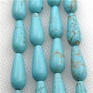 Magnesite Turquoise teardrop beads, approx 8-20mm