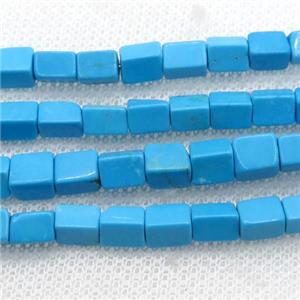 blue Magnesite Turquoise cuboid beads, approx 5-6mm