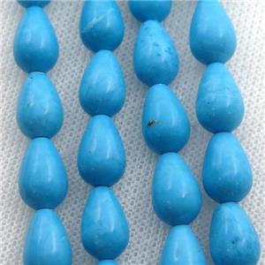 Magnesite Turquoise teardrop beads, approx 8-12mm