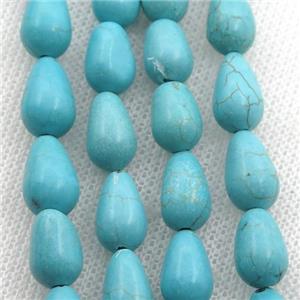 Magnesite Turquoise teardrop beads, approx 7-12mm