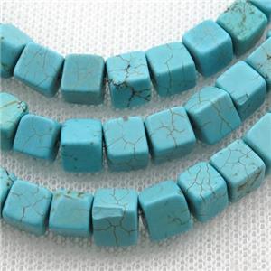 blue Magnesite Turquoise cube beads, approx 6mm