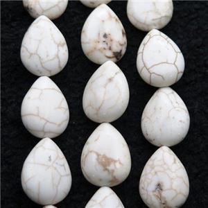 white Magnesite Turquoise beads, teardrop, approx 13-18mm