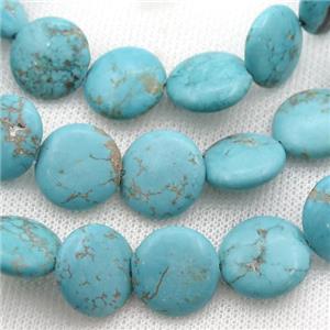 blue Magnesite Turquoise beads, coin, approx 16mm