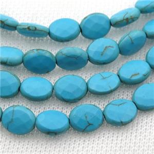 blue Magnesite Turquoise beads, faceted oval, approx 8-10mm