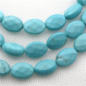 Magnesite Turquoise beads, faceted oval, approx 10-14mm
