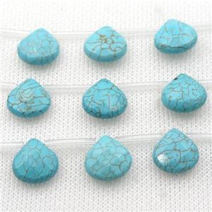 Magnesite Turquoise beads, faceted teardrop, topdrilled, approx 13mm