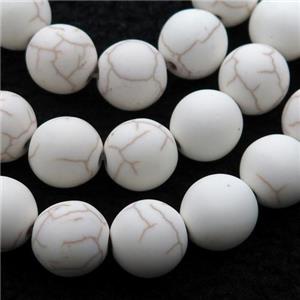 white matte Synthetic Turquoise beads, round, approx 8mm dia