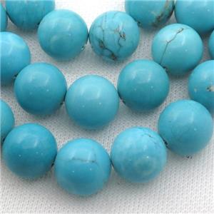 blue Magnesite Turquoise beads, round, approx 16mm dia