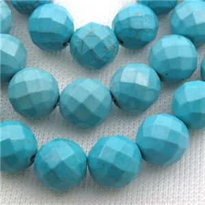 Magnesite Turquoise beads, faceted round, approx 14mm dia