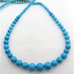 blue Magnesite Turquoise graduated beads, round, approx 6-14mm