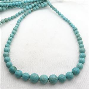 green Magnesite Turquoise graduated beads, round, approx 6-14mm