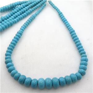 Synthetic Turquoise graduated beads, rondelle, approx 6-16mm