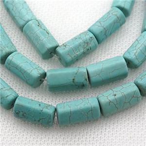green Magnesite Turquoise beads, faceted tube, approx 8-15mm