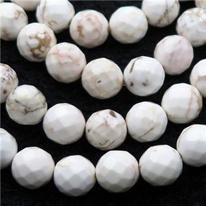 white Magnesite Turquoise beads, faceted round, approx 8mm dia