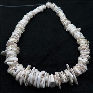 white Magnesite Turquoise graduated beads, freeform, approx 10-25mm