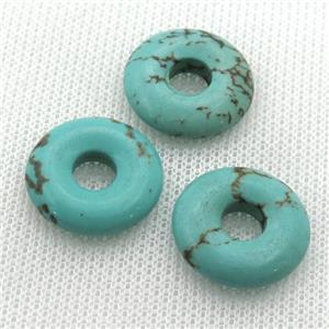 green Sinkiang Turquoise donut pendant, approx 25mm dia