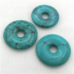 Sinkiang Turquoise donut pendant, teal, approx 60mm dia