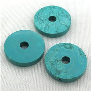 Sinkiang Turquoise donut pendant, teal, approx 40mm dia