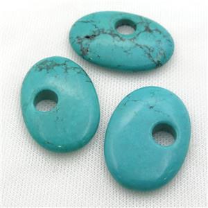 Sinkiang Turquoise oval pendant, teal, approx 33-50mm