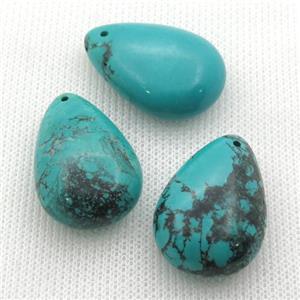 Sinkiang Turquoise teardrop pendant, teal, approx 20-30mm