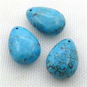 blue Sinkiang Turquoise teardrop pendant, approx 18-25mm