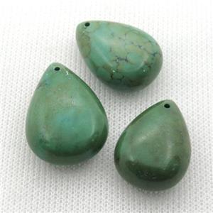 green Sinkiang Turquoise teardrop pendant, approx 18-25mm