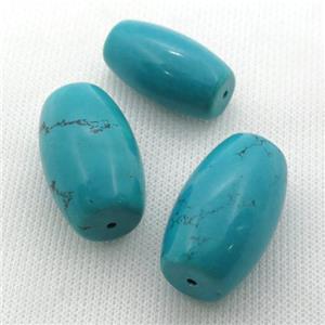 teal Sinkiang Turquoise barrel beads, approx 18-30mm