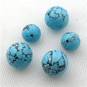 round Sinkiang Turquoise Beads, blue, approx 16mm dia